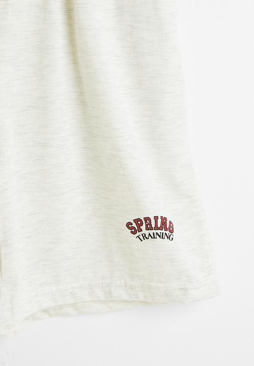 Pop Candy - Slogan dropped shoulder tee & shorts - ivory