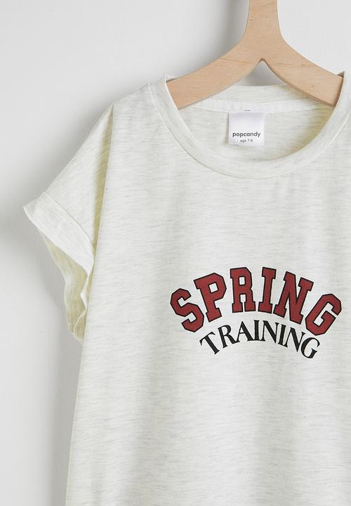 Pop Candy - Slogan dropped shoulder tee & shorts - ivory