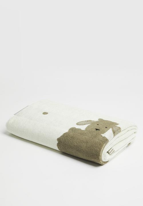Pop Candy - Graphic printed bath towel - dark grey/light yellow