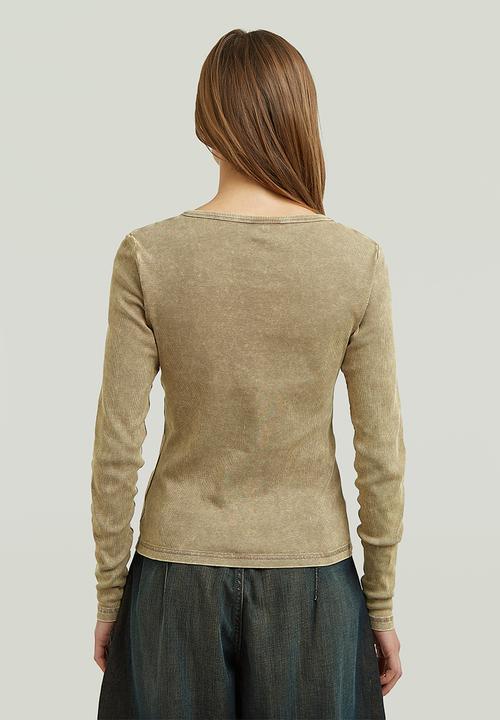 G-STAR - Vintage slim henley t l\s wmn - fossil gd
