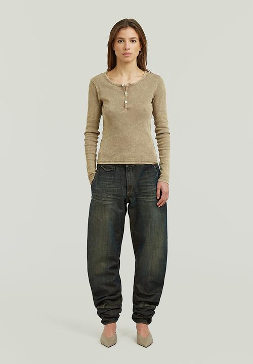 G-STAR - Vintage slim henley t l\s wmn - fossil gd