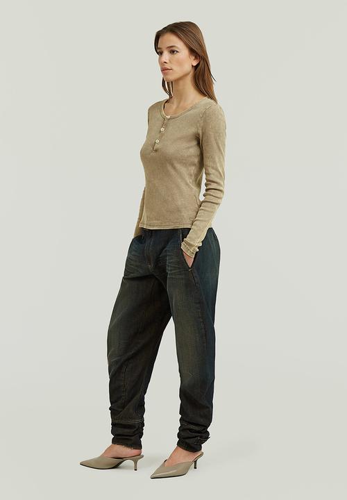 G-STAR - Vintage slim henley t l\s wmn - fossil gd