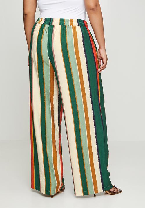 Me&B - Plus Striped Straight Leg Pull On Pant - Multicolour