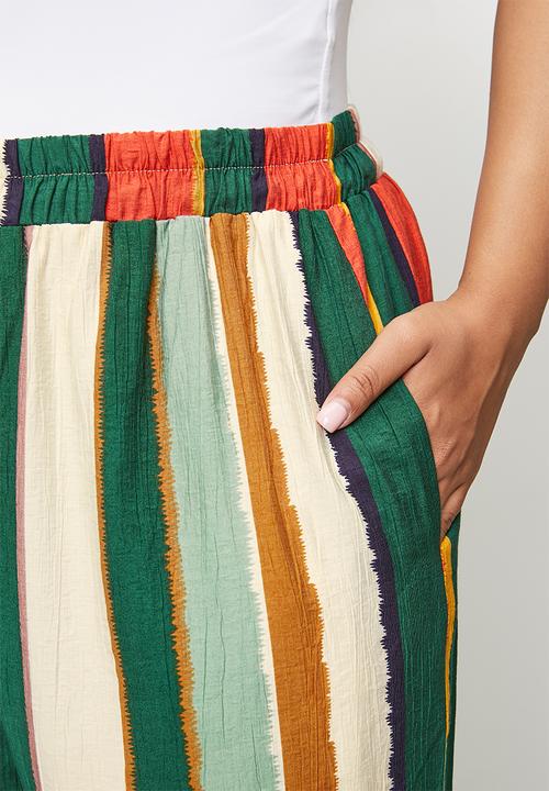 Me&B - Plus Striped Straight Leg Pull On Pant - Multicolour
