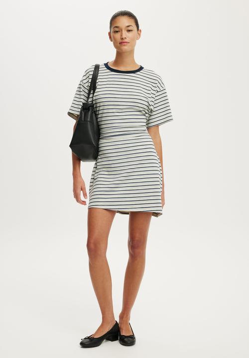 Cotton On - Boxy Tuck T-shirt Mini Dress - Esme Stripe 