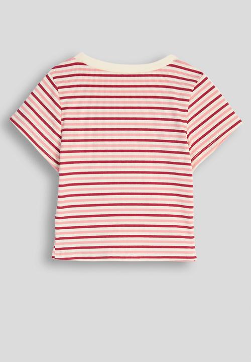 Pop Candy - Striped ribbed tee - red/pink