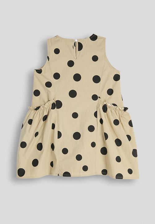 Pop Candy - Macro dot printed dress with stylized pockets - cappucino
