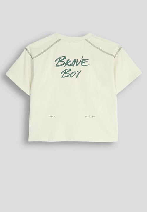 Pop Candy - Slogan tee - off white & green