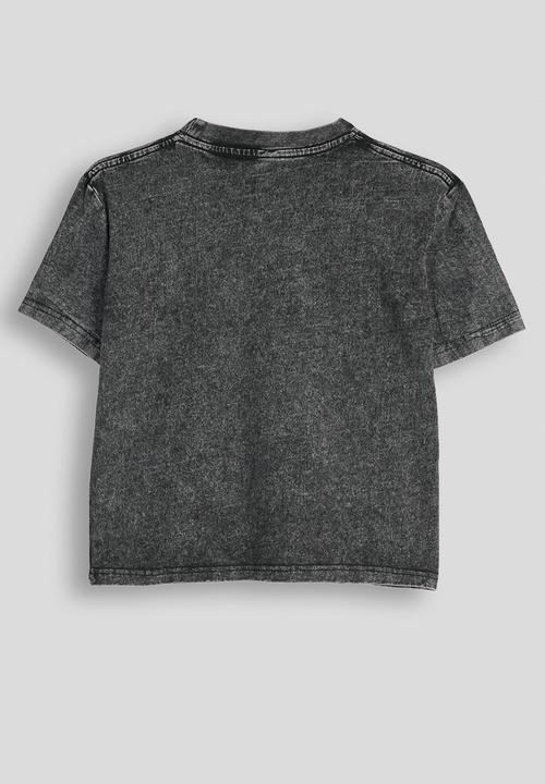 Pop Candy - Slogan distressed tee - dark grey