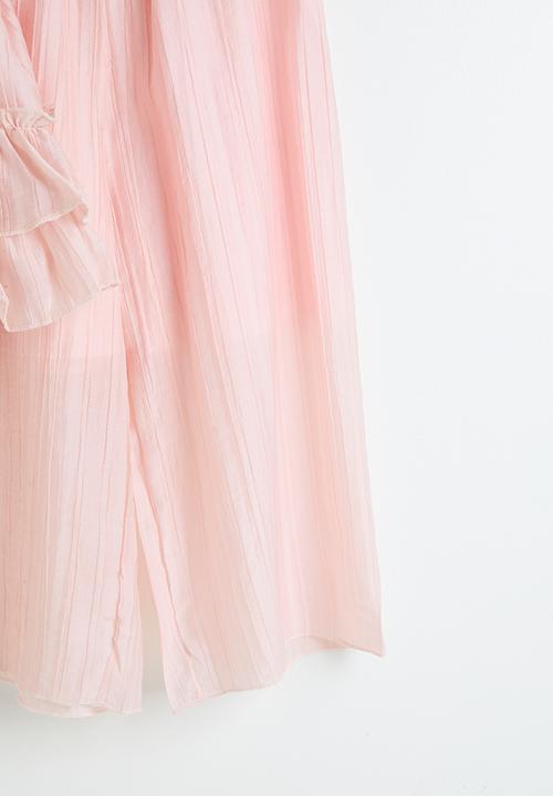 Pop Candy - Sheer ruffled hem cami & wide leg pants - pink