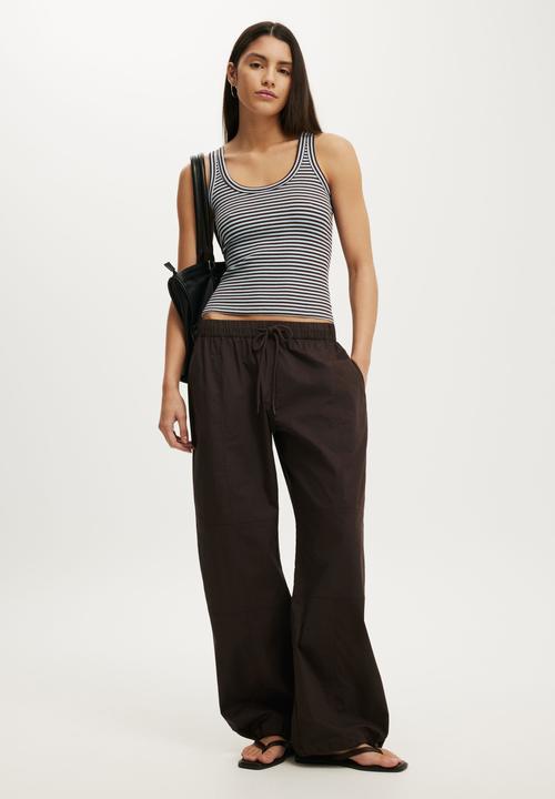 Cotton On - Blake Rib Scoop Tank - Madi Stripe Seaside Blue/Dark Oak