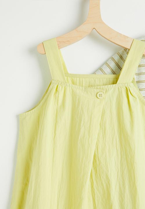 Pop Candy - Pinafore dress with striped tee - green/green stripes