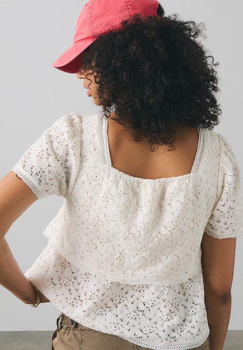 Levi’s® - Dom Short sleeve Lace Blouse - Egret Lace