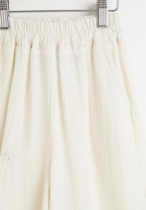 Pop Candy - Wrap-around top with wide leg pants - off white