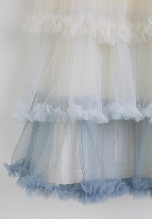 Pop Candy - Tulle overlay tiered dress with ruffle hem - blue ombre