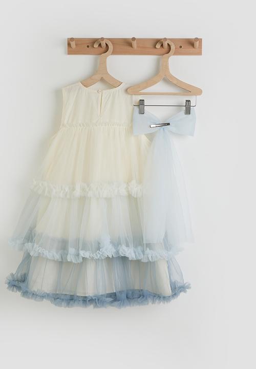 Pop Candy - Tulle overlay tiered dress with ruffle hem - blue ombre
