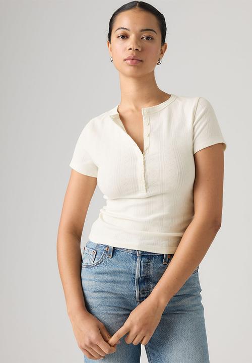 Levi’s® - Dry Goods Pointelle Short sleeve Henley - Egret