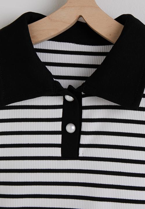 Pop Candy - Sleevless golf shirt & shorts - black stripe
