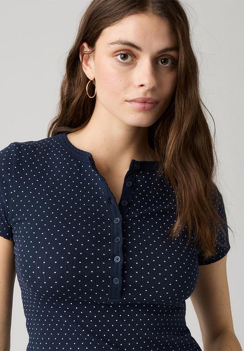Levi’s® - Dry Goods Pointelle Short sleeve Henley - Sonja Dot Navy Blazer