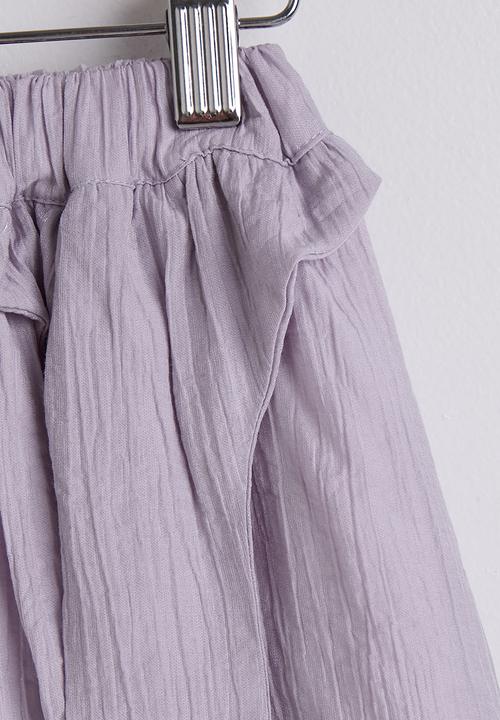 Pop Candy - Puff sleeve button closure blouse & gathered skirt - lavender
