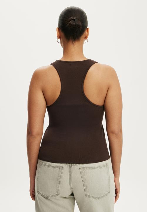 Cotton On - Double Knit Tank - Dark Oak