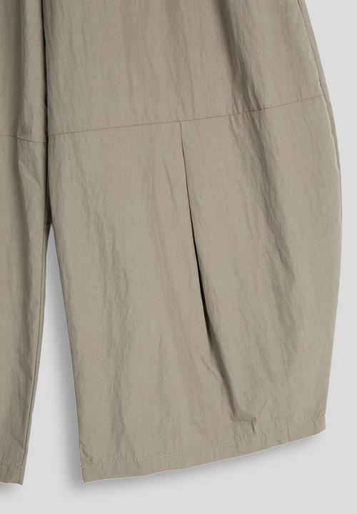 Pop Candy - Pleated barrel wide-leg trousers with waist ruffle - taupe