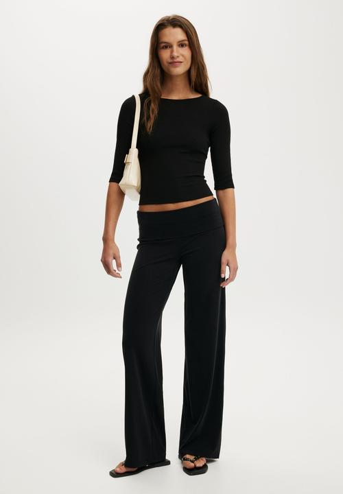 Cotton On - Honey Fold Over Pant - Black