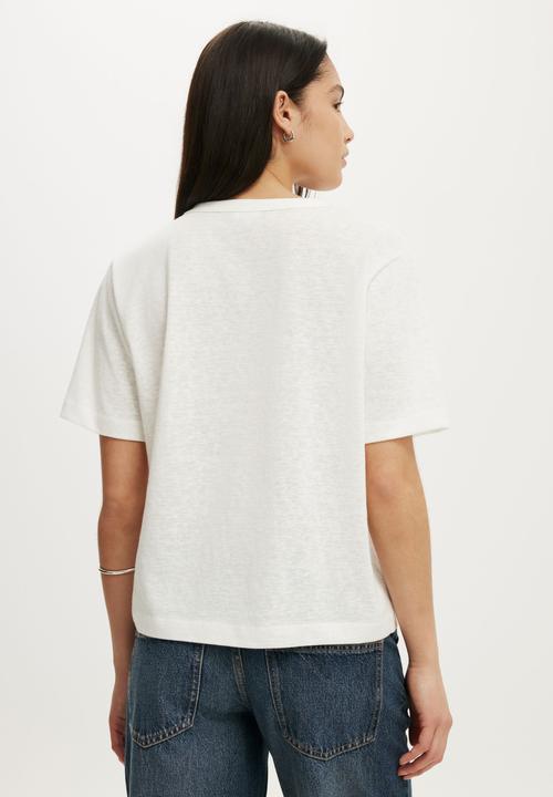 Cotton On - The Slub V Neck Tee - Vintage White