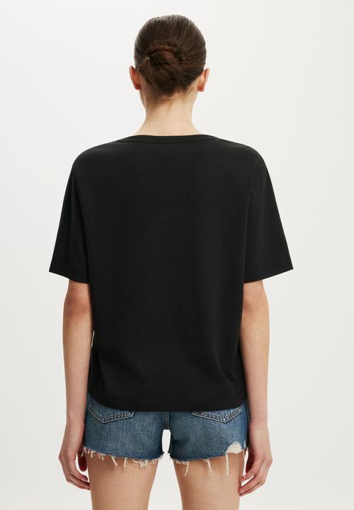 Cotton On - The Slub V Neck Tee - Washed Black