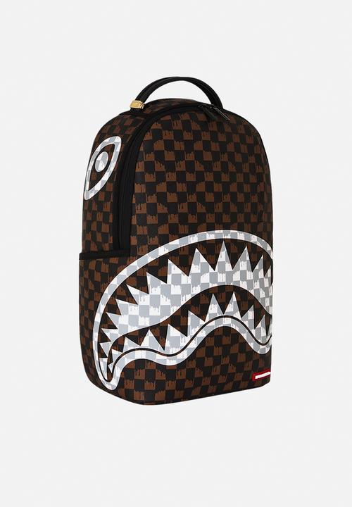 Sprayground - Brown And Cream Drip Check Shark Backpack - Brown