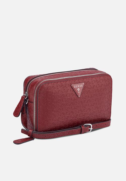 GUESS - Lisa Mini Double Zip Crossbody - Dark Cherry