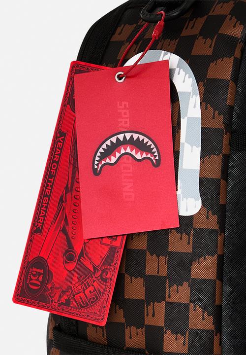 Sprayground - Brown And Cream Drip Check Shark Backpack - Brown