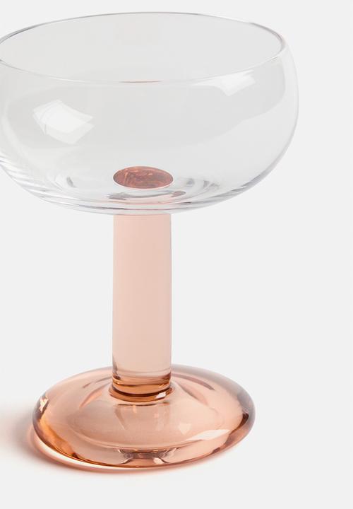 H&M - Mouth-blown coupe glass - transparent/pink