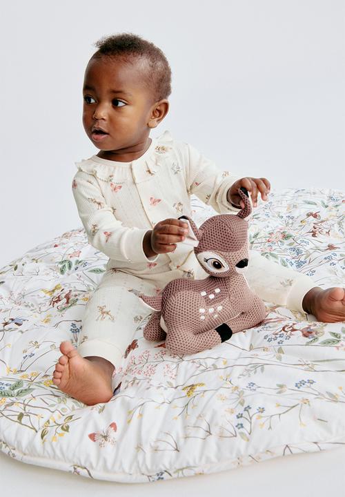 H&M - Printed pointelle sleepsuit - cream/bambi