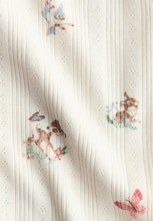 H&M - Printed pointelle sleepsuit - cream/bambi