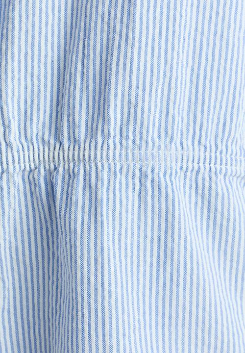 H&M - Puff-sleeved cotton seersucker blouse - light blue/striped
