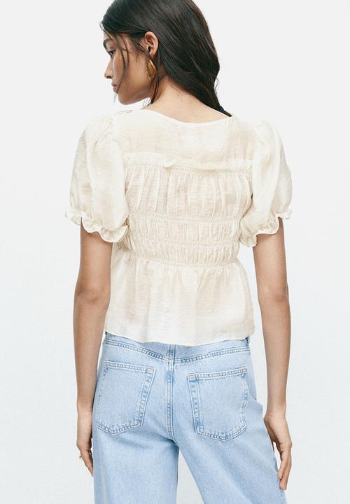 H&M - Smocked blouse - cream