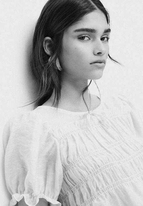 H&M - Smocked blouse - cream