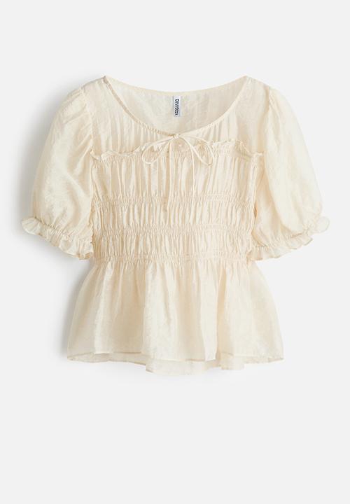 H&M - Smocked blouse - cream