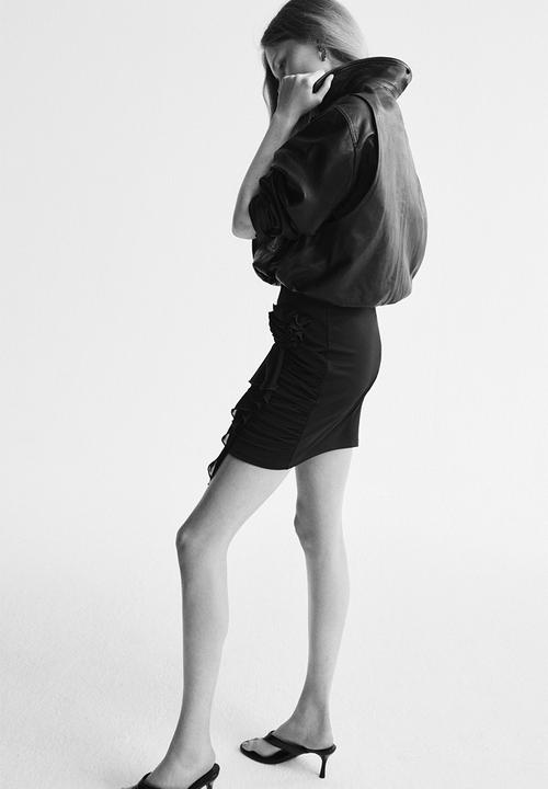 H&M - Flower-detail mini skirt - dark brown