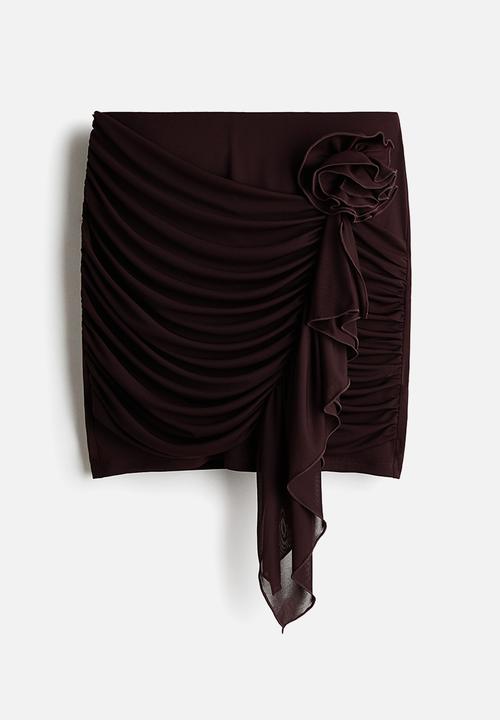 H&M - Flower-detail mini skirt - dark brown