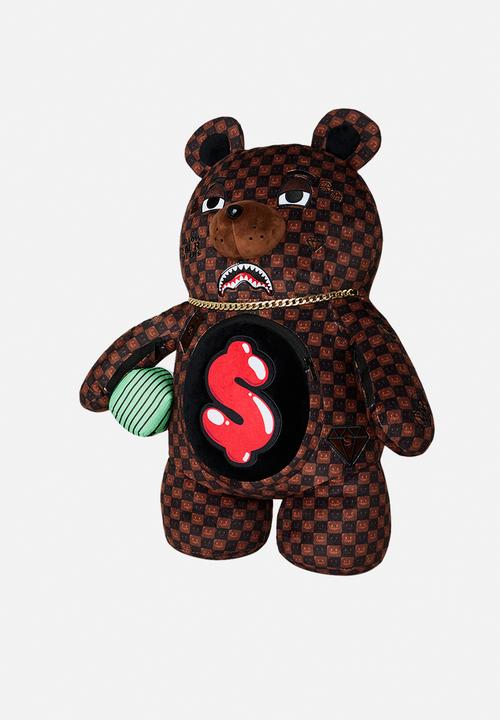 Sprayground - Sharks In Paris Bubble Brown Check Moneybear Backpack - Brown