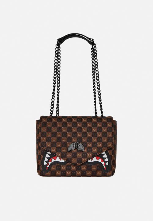 Sprayground - Sharks In Paris Bubble Brown Check Handbag - Brown