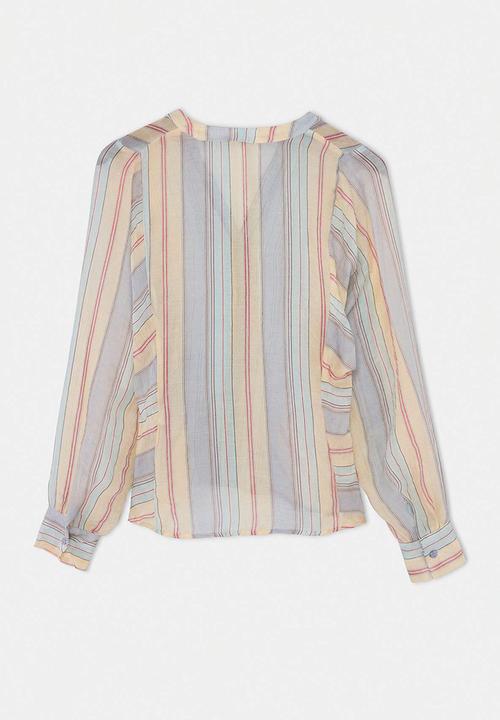 Trendyol - Striped Sheer Shirt - Blue-Multicolour