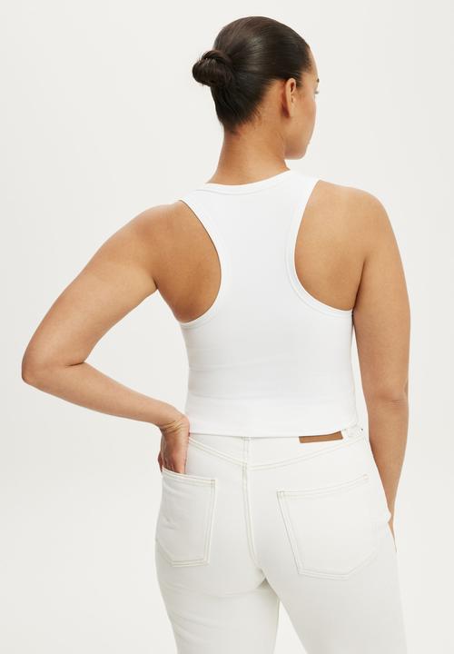 Cotton On - Hold Me Scoop Neck Racerback Tank - White