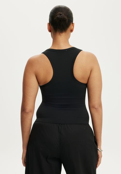 Cotton On - Hold Me Scoop Neck Racerback Tank - Black
