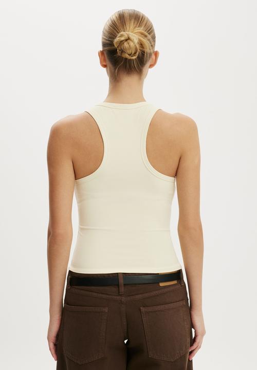 Cotton On - Hold Me Scoop Neck Racerback Tank - Vanilla Glow
