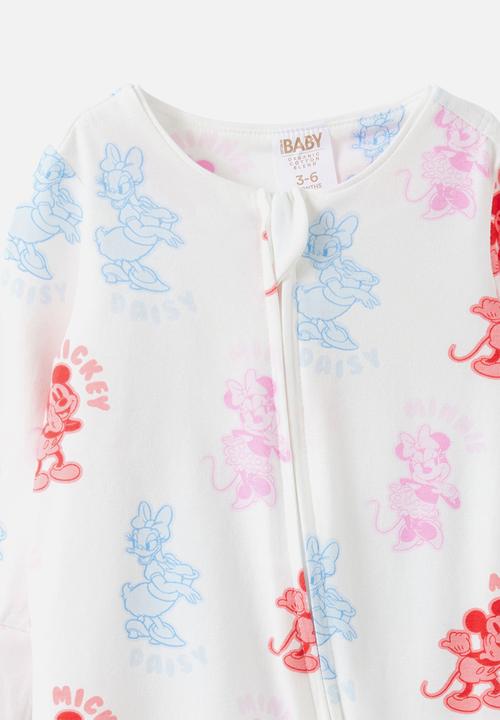Cotton On - Growie Long Sleeve Zip Romper License - Lcn Dis Vanilla/Minnie & Friends