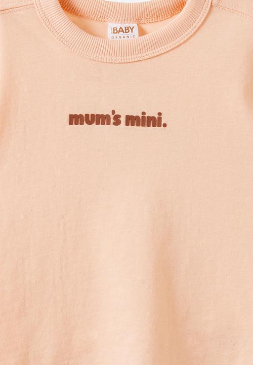 Cotton On - Baby Essential Short Sleeve Graphic Tee - Apricot Mist/Mum S Mini