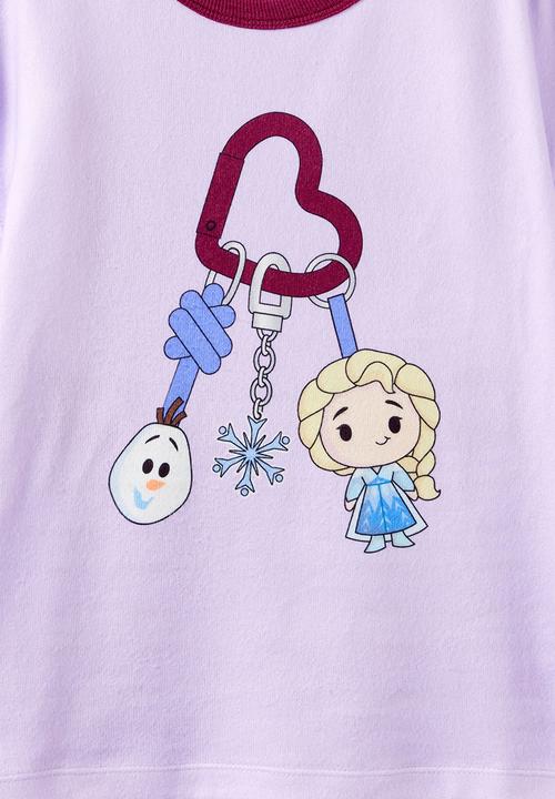 Cotton On - Snoozesoft Short Sleeve Pj Set License - Lcn Dis Vintage Lilac/Elsa Keychain